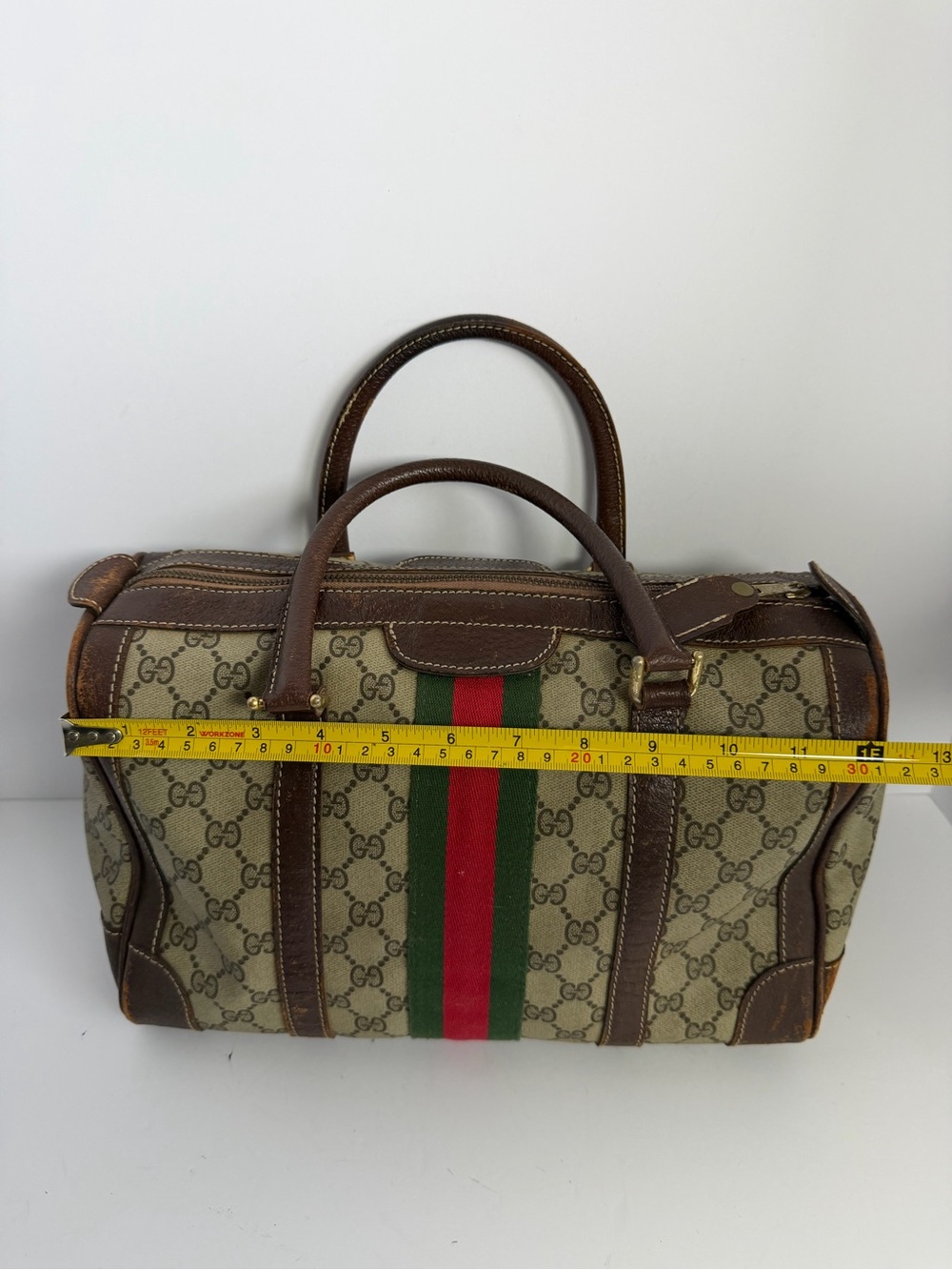 Vintage Gucci GG Monogram Canvas Web Stripe Boston Bag - Picture 4 of 15